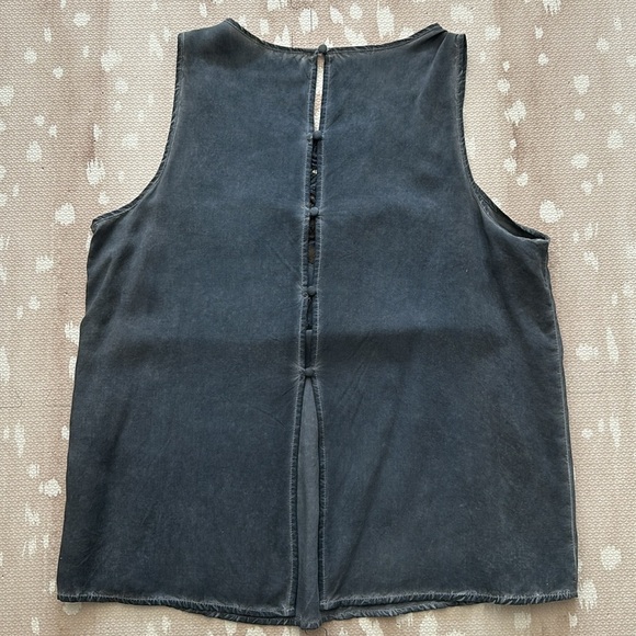 Washed Navy Tank Top with Lace Detailing Size S - Picture 3 of 3